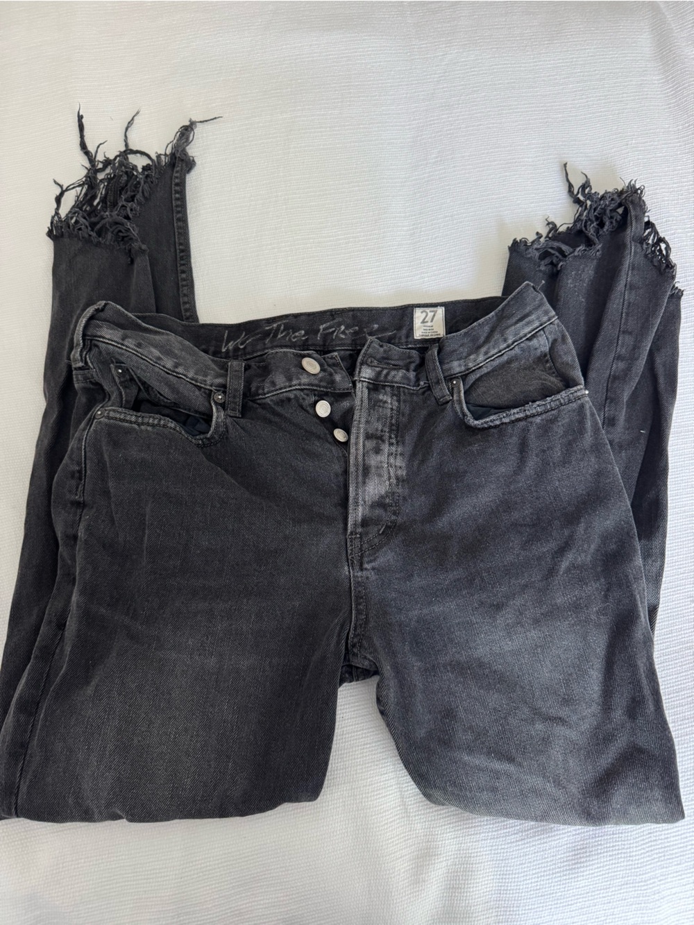 We The Free Black Washed Mid-Rise Cropped Jeans